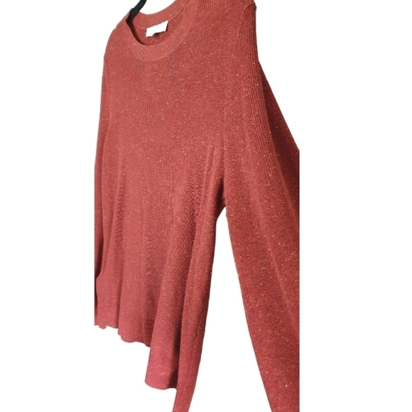 LOFT‎ Knit Sweater Burnt Orange/Red Multi-Color Sprinkles Women's Size L - Picture 2 of 9